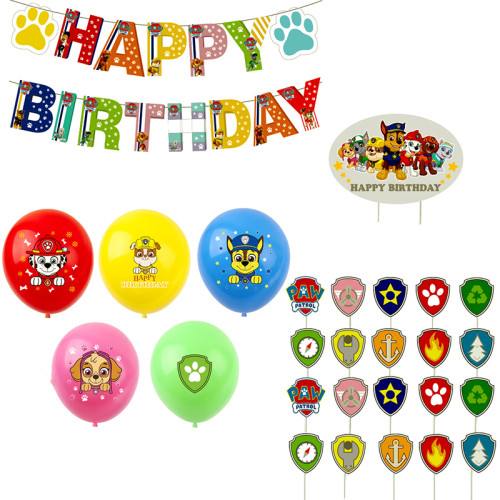 Cartoon PAW Patrol Theme Birthday Decoration with Tablecloth Tableware Tissue Dinner Plate Paper Cup Set
