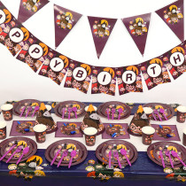 Magical World Theme Birthday Decoration with Tablecloth Tableware Tissue Dinner Plate Paper Cup Set