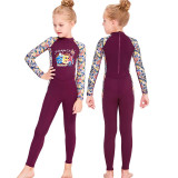 Kid Girls Print Letters Long Sleeve Thickening Diving Suit Swimsuit