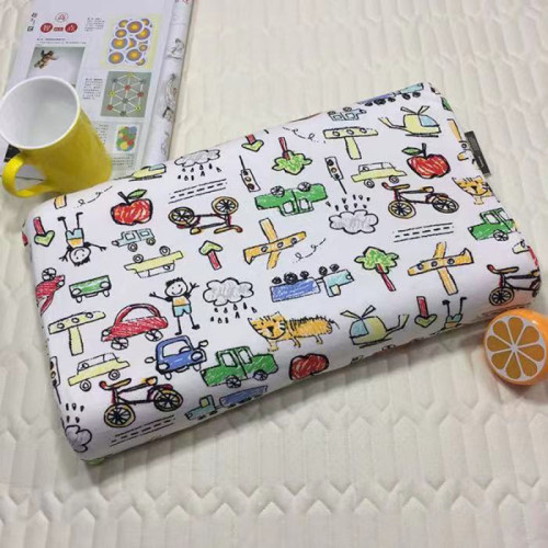 Kids Bed Pillows Natural Latex with Cartoon Airplane Pattern Pillowcase Safe Comfortable Breathable