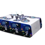 Outer Space Astronauts Theme Birthday Decoration with Tablecloth Tableware Tissue Dinner Plate Paper Cup Set