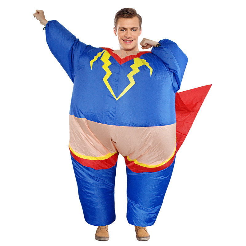 Adult Inflatable Cape Superman Halloween Costume Cosplay Suit