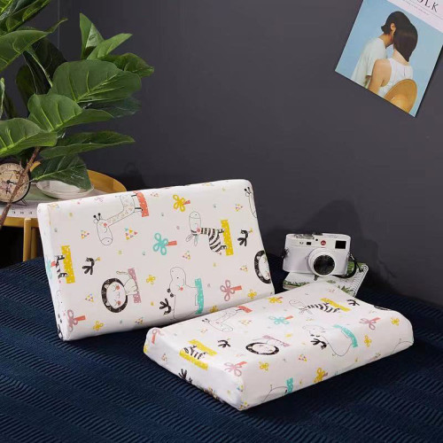Kids Bed Pillows Natural Latex with Cartoon Animals Pattern Pillowcase