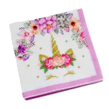Flowers Unicorn Theme Birthday Decoration with Tablecloth Tableware Tissue Dinner Plate Paper Cup Set