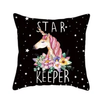 Cute Painting Bust Unicorn Pillowcase English Letters Simple Sofa Pillowcase