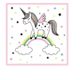 Kids Unicorn Theme Birthday Decoration with Tablecloth Tissue Paper Cup Straw Plate Flag Pulling Set