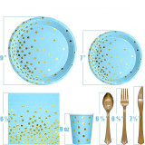 50PCS 10Sets Bronzing Dot Theme Birthday Decoration with Tablecloth Tableware Tissue Dinner Plate Paper Cup Set