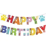 Cartoon Puppy Dog Theme Birthday Decoration with Tablecloth Tableware Tissue Dinner Plate Paper Cup Set