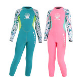 Kid Girls Print Shell Long Sleeve Thickening Diving Suit Swimsuit