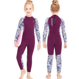 Kid Girls Print Surfing Long Sleeve Thickening Diving Suit Swimsuit