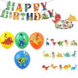 Dinosaur Theme Birthday Decoration with Tablecloth Tableware Tissue Dinner Plate Paper Cup Set