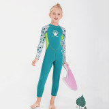 Kid Girls Print Shell Long Sleeve Thickening Diving Suit Swimsuit
