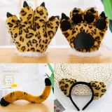 3PCS Animals Dolls Stuffed Plush Toys with Paw &Tail and Headband