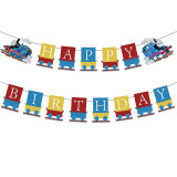 Cartoon Train Theme Birthday Decoration with Tablecloth Tableware Tissue Dinner Plate Paper Cup Set
