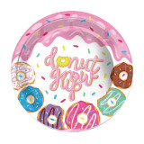Doughnut Theme Birthday Decoration with Tablecloth Tableware Tissue Dinner Plate Paper Cup Set