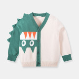 Toddler Boys Long Sleeve Cardigan Cute Monster Pattern Outwear