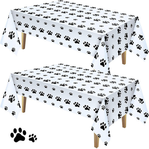 Dog PAW Theme Birthday Decoration with Tablecloth Tableware Paper Cup Hat Pennant Set