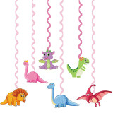 Pink Dinosaur Theme Birthday Decoration with Tablecloth Tableware Tissue Dinner Plate Paper Cup Set