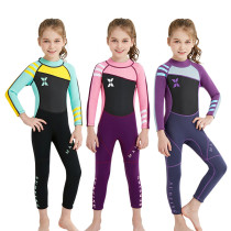 Kid Girls Pure Color Long Sleeve Thickening Diving Suit Swimsuit