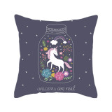 Cute Painting Full Body Unicorn Pillowcase English Letters Simple Sofa Pillowcase