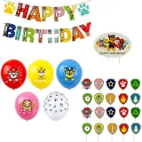 Cartoon Puppy Dog Theme Birthday Decoration with Tablecloth Tableware Tissue Dinner Plate Paper Cup Set