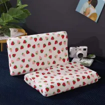 Kids Bed Pillows Natural Latex with Fruit Strawberry Pattern Pillowcase Safe Comfortable Breathable