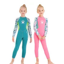 Kid Girls Print Shell Long Sleeve Thickening Diving Suit Swimsuit
