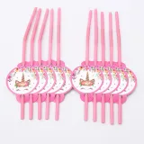 Flowers Unicorn Theme Birthday Decoration with Tablecloth Tableware Tissue Dinner Plate Paper Cup Set
