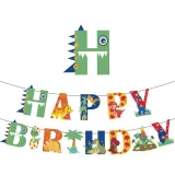 Dinosaur Theme Birthday Decoration with Tablecloth Tableware Tissue Dinner Plate Paper Cup Set