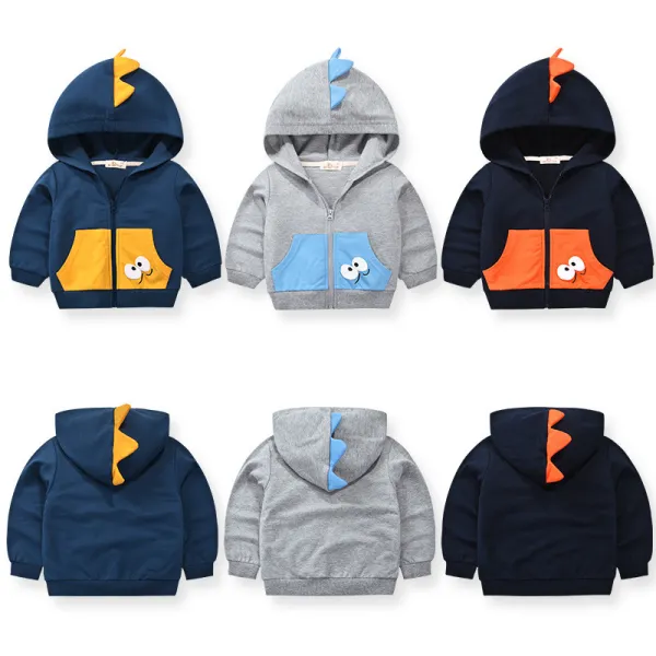 Toddler Boys Long Sleeve Hooded Coat Dinosaur Pattern Outwear