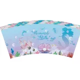 Mermaid Theme Birthday Decoration with Tablecloth Tableware Tissue Dinner Plate Paper Cup Set