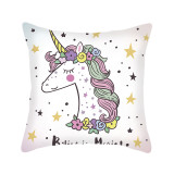 Cute Painting Bust Unicorn Pillowcase English Letters Simple Sofa Pillowcase