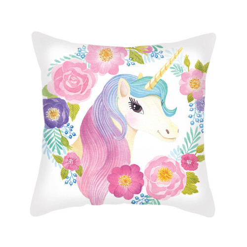 Cute Painting Unicorn Pillowcase English Letters Simple Sofa Pillowcase