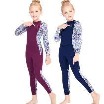 Kid Girls Print Surfing Long Sleeve Thickening Diving Suit Swimsuit