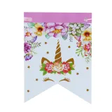 Flowers Unicorn Theme Birthday Decoration with Tablecloth Tableware Tissue Dinner Plate Paper Cup Set