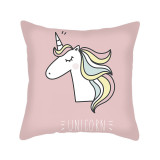 Cute Painting Bust Unicorn Pillowcase English Letters Simple Sofa Pillowcase