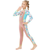Kid Girls Print Flamingo Long Sleeve Thickening Diving Suit Swimsuit