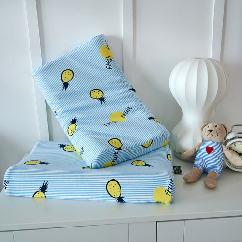 Kids Bed Pillows Natural Latex with Fruit Pineapple Pattern Pillowcase Safe Comfortable Breathable