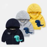Toddler Boys Long Sleeve Hooded Coat Cute Dinosaur Pattern Outwear
