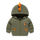 Toddler Boys Cartoon Dinosaur Pattern Coat Hooded Outwear