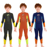 Kid Boys Print Letters Long Sleeve Thickening Diving Suit Swimsuit