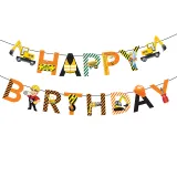 Engineering Vehicle Theme Birthday Decoration with Tablecloth Tableware Tissue Dinner Plate Paper Cup Set