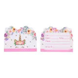 Flowers Unicorn Theme Birthday Decoration with Tablecloth Tableware Tissue Dinner Plate Paper Cup Set