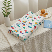 Kids Bed Pillows Natural Latex with Cartoon Cars Pattern Pillowcase Safe Comfortable Breathable
