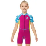 Kid Girls Print Unicorn Short Sleeve Thickening Diving Suit Swimsuit