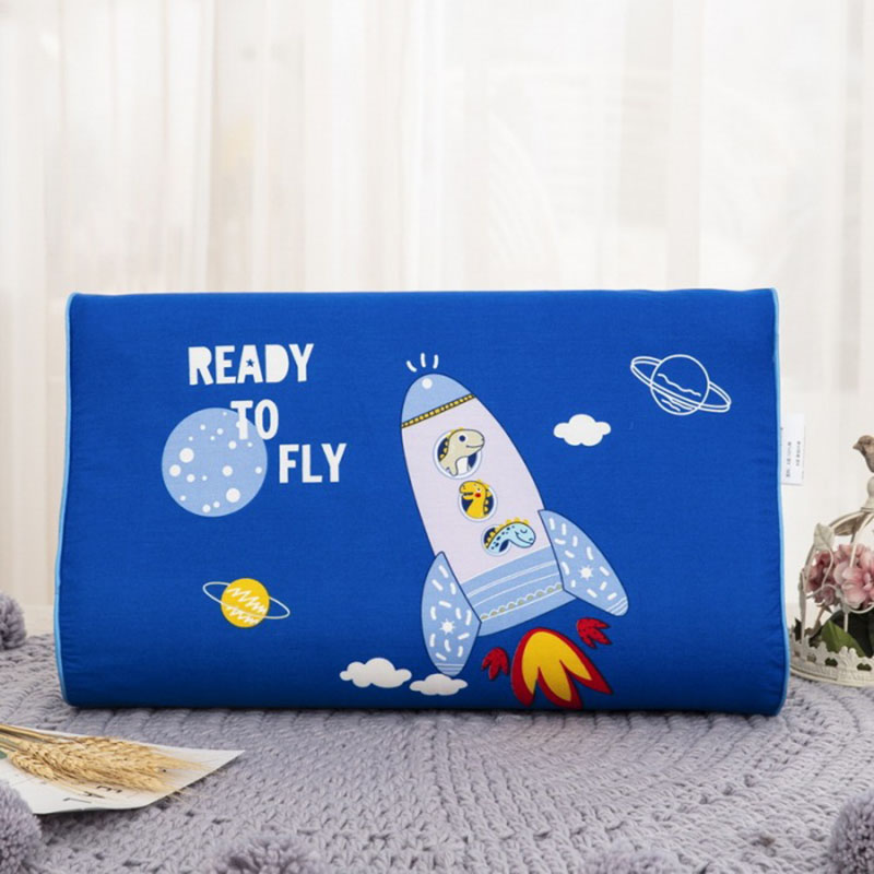Kids Pillows Natural Latex Space Bear Cartoon Pattern Fly Slogan Pillowcase