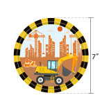 Engineering Vehicle Theme Birthday Decoration with Tablecloth Tableware Tissue Dinner Plate Paper Cup Set