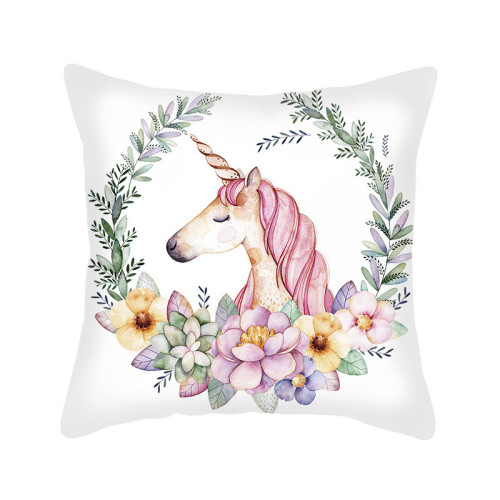 Cute Painting Unicorn Pillowcase English Letters Simple Sofa Pillowcase