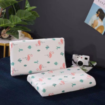 Kids Bed Pillows Natural Latex with Cartoon Flamingo Pattern Pillowcase
