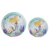 Mermaid Theme Birthday Decoration with Tablecloth Tableware Tissue Dinner Plate Paper Cup Set